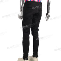 Wholesale Men Black Denim Pasnts Skinny Ripped Stacked Jeans