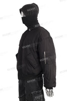 High Quality Long Sleeve Men Black Zip Up Hoodie With Mask