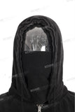 High Quality Long Sleeve Men Black Zip Up Hoodie With Mask