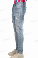 High Quality Custom Logo Men Embroidery Distressed Skinny Jeans