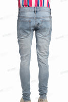 High Quality Custom Logo Men Embroidery Distressed Skinny Jeans