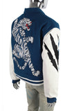 Men's Embroidery College Letterman Bomber Baseball Leather Sleeve Varsity Jacket