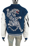 Men's Embroidery College Letterman Bomber Baseball Leather Sleeve Varsity Jacket