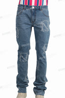 Custom Logo Men Fashion Pants Skinny Stacked Flare Denim Jeans