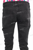 Custom Logo High Quality Men Black Skinny Stack Jeans