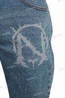 Custom Logo Men Fashion Pants Skinny Stacked Flare Denim Jeans