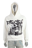 Wholesales Custom Loose Fit Sweatshirt Men No Drawstring White Pullover Hoodies