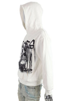 Wholesales Custom Loose Fit Sweatshirt Men No Drawstring White Pullover Hoodies