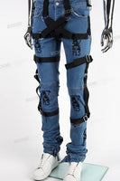 Edge Denim Straps Blue Jeans