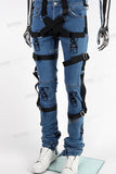 Edge Denim Straps Blue Jeans