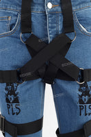 Edge Denim Straps Blue Jeans