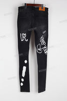 Black Faded Denim Skinny Fit with Screen Printed