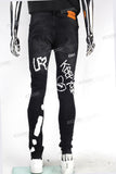 Black Faded Denim Skinny Fit with Screen Printed