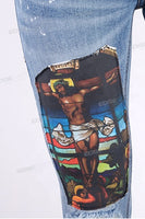 Blue Skinny Jeans Custom Digital Patch Printing