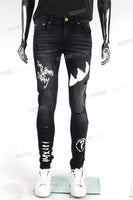 Black Faded Denim Skinny Fit with Screen Printed