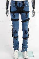 Edge Denim Straps Blue Jeans