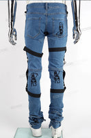 Edge Denim Straps Blue Jeans