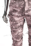 Stacked Fit Ripped Jeans- Tie Dye Hand Made
