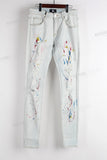 Blue Skinny Fit Distress and Hand Made Splatter