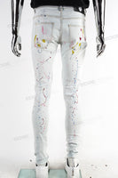 Blue Skinny Fit Distress and Hand Made Splatter