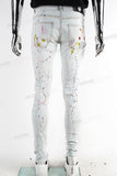 Blue Skinny Fit Distress and Hand Made Splatter