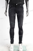 Black Skinny Fit with Hand Made Splatter