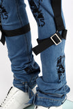 Edge Denim Straps Blue Jeans