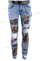 Blue Skinny Jeans Custom Digital Patch Printing