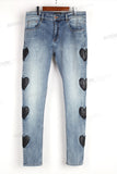 Blue Denim Skinny Fit- Side Heart Shape Leather Patches